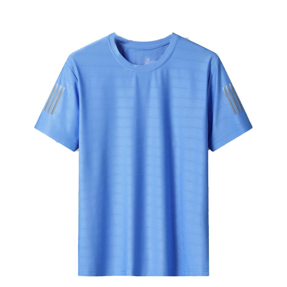 Мужская футболка Ice Silk Quick Dry Sports для кемпинга, пешего туризма, рыбалки, круглого выреза, фитнеса, бега, спортзала