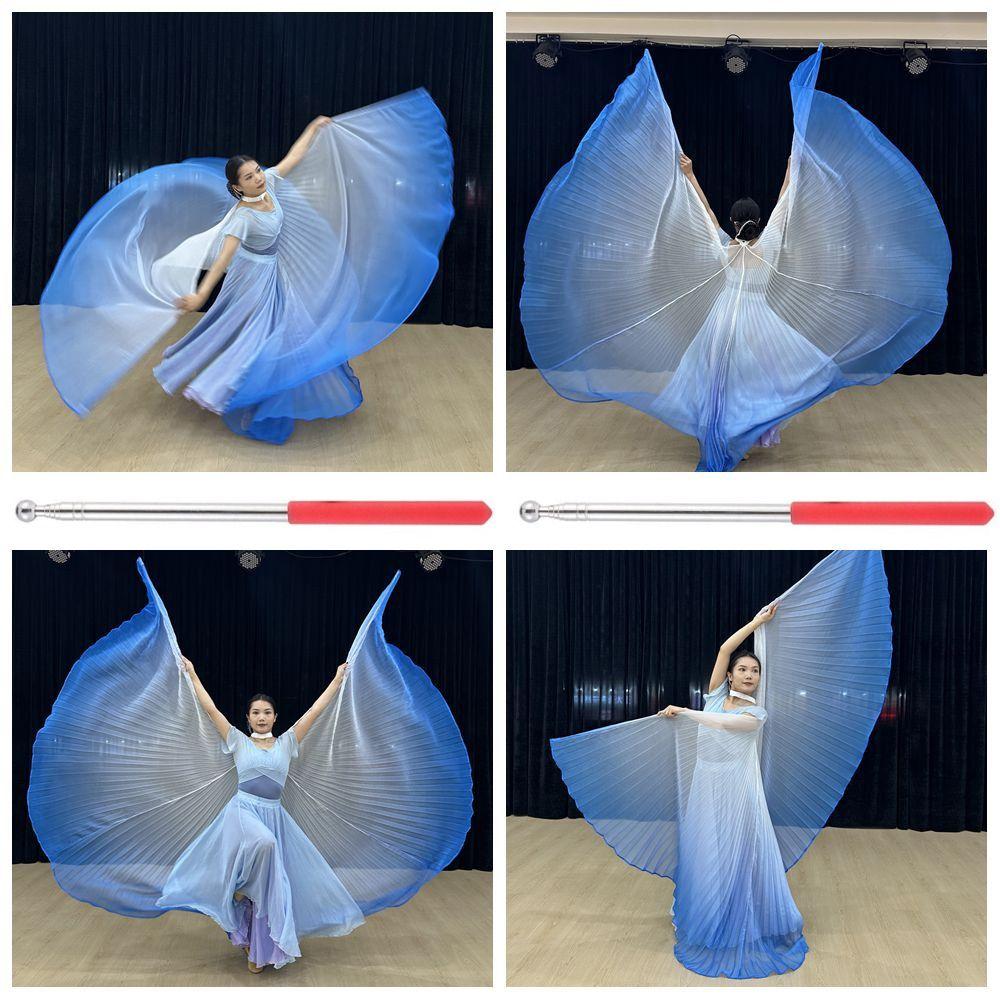 with Telescopic Sticks Belly Dance Accessories Props Butterfly Dance Wings  Dance Performance
