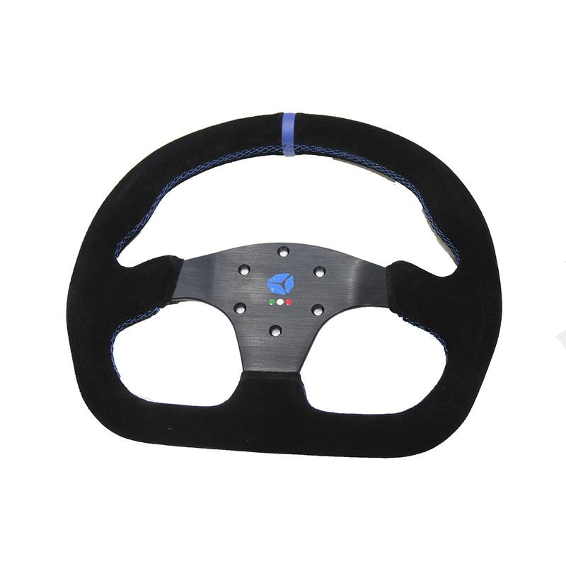 13inch 330mm Type D Steering Wheel Suede Steering Wheel Flat Game Steering Wheel Blue Yellow Ring