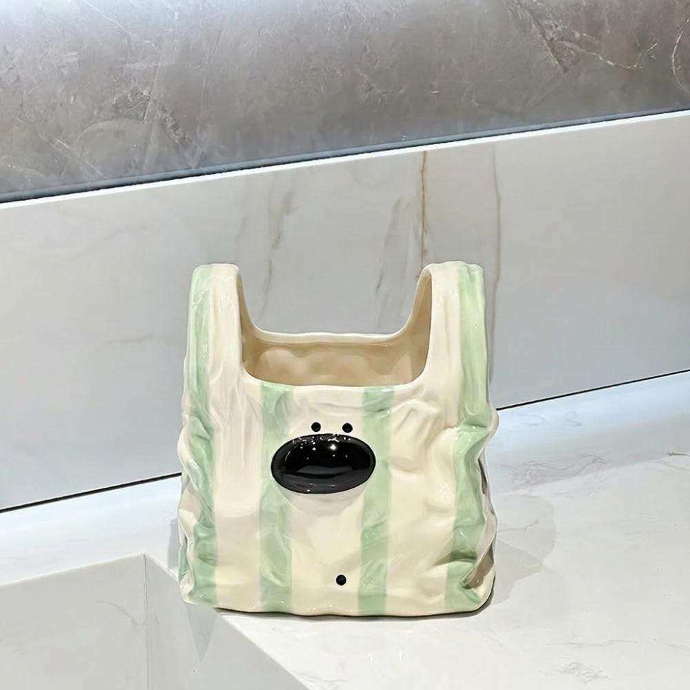 Handbag Style Ceramic Storage Box Puppy Shaped Desktop Pen Holder Desktop Organizer