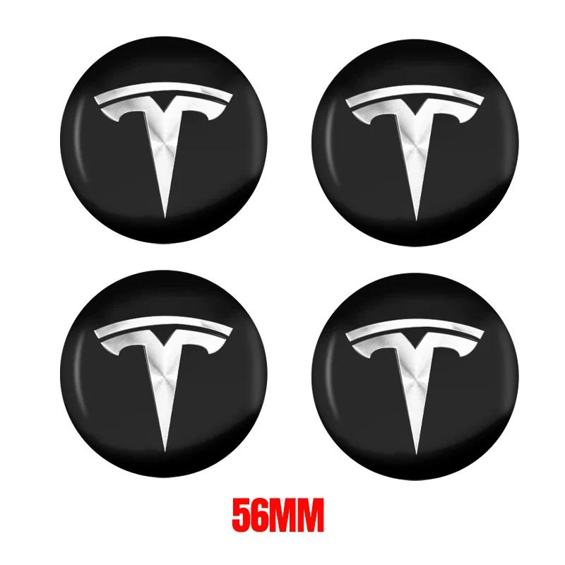 GEWT6 4pcs 56mm Tesla Hub Cap Center Cap Logo High Quality Sticker for Tesla Model 3 Y S X Personalized Car Sticker Car Accessories