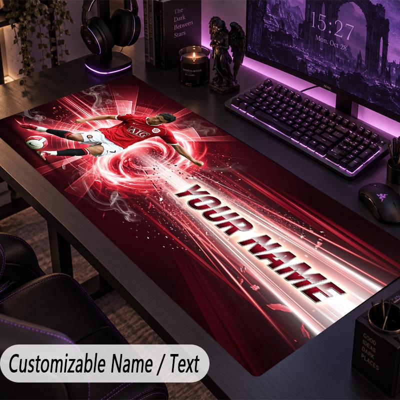 Large Mouse PadCristiano Ronaldo Custom Name Text Personalized Desk Mat Non Slip Gaming Pad
