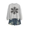 Women's Loose Comfortable Casual And Fashionable Round Neck Snowflake Pattern Printing Long Sleeved Sweatshirt