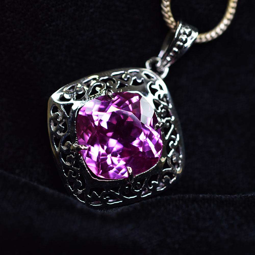 Серебро 925 пробы Натуральный кулон с розовым турмалином 35 карат Сертифицированный my.pd-7-k