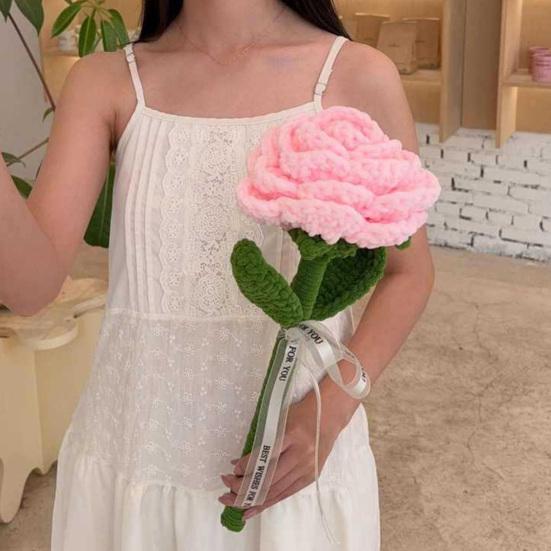 Большой вязаный крючком цветок Ручная работа Вязаный крючком букет из роз/подсолнухов Искусственный вязаный цветок Подарок на день рождения, годовщину для матери, жены, подруги