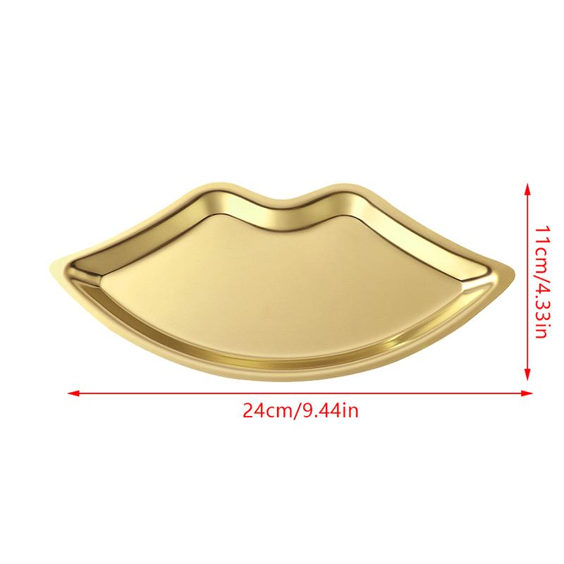 Поднос для ювелирных изделий в форме губ из нержавеющей стали, металлический поднос для домашней косметики, женский декоративный поднос для хранения ювелирных изделий