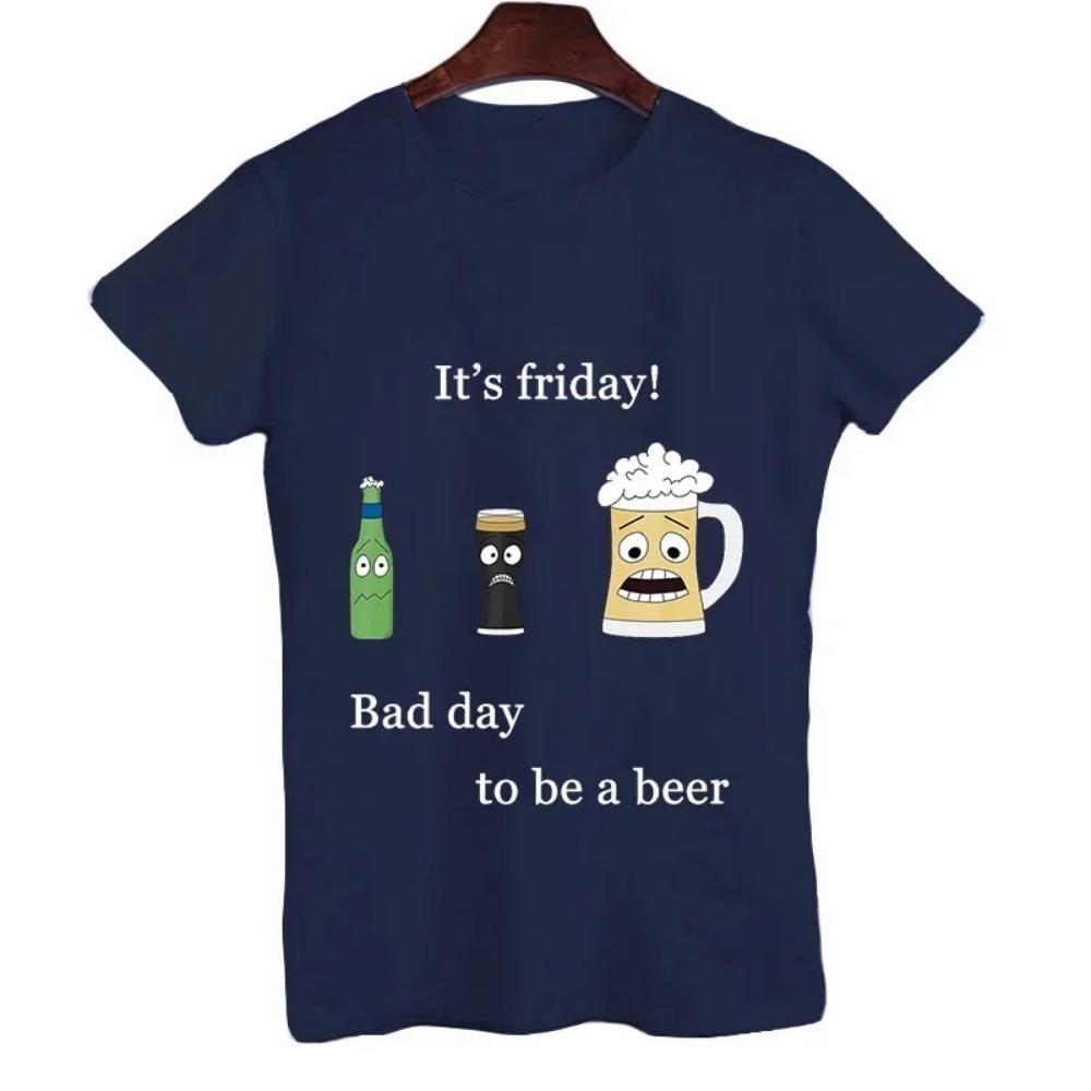 2023 Мужская футболка It's Friday Bad Day To Be A Beer Смешная мужская футболка Мужская лучшая брендовая новая мужская футболка с коротким рукавом