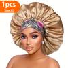 1PCS Satin Hair Bonnet For Women Elastic Wide Band Sleep Cap Silkly Satin Cap For Braid Curly Natural Straight Hair - Bathroom Accessories