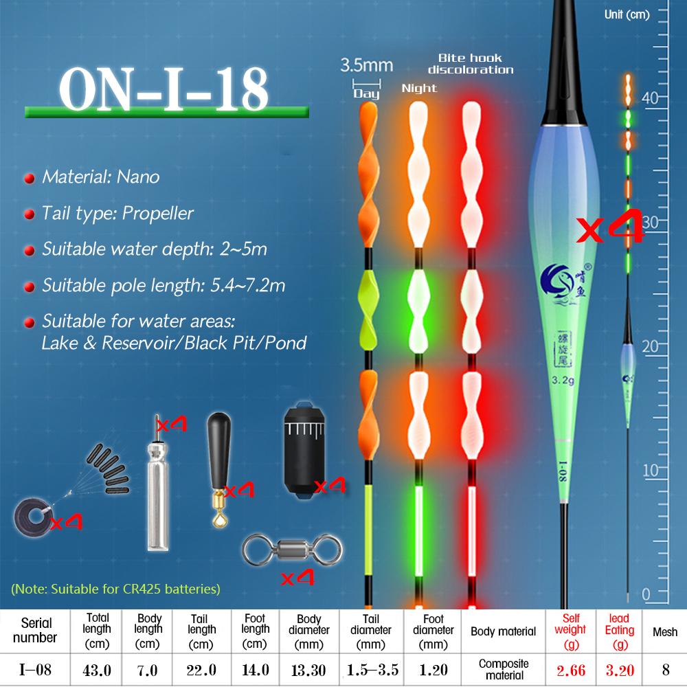 ONLYOU спиральный хвост, привлекательный индукционный электронный поплавок для рыбы, светящийся интеллектуальный поплавок, открытый водоем для озера, пруд, поплавок для подледной рыбалки 2/4 шт./компл.