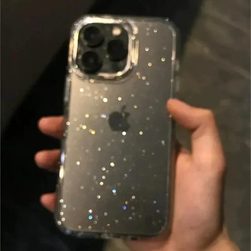 Pink Glitter Bling Clear Soft Case for IPhone 16 15 14 13 11 12 Pro Max Plus 15Pro 16Pro I Phone Women Fundas Cover Accessory