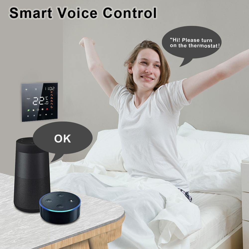 Настенный термостат с ЖК-дисплеем Tuya WiFi Термостат с голосовым управлением Цифровой контроллер Совместимость с Amazon Google Home