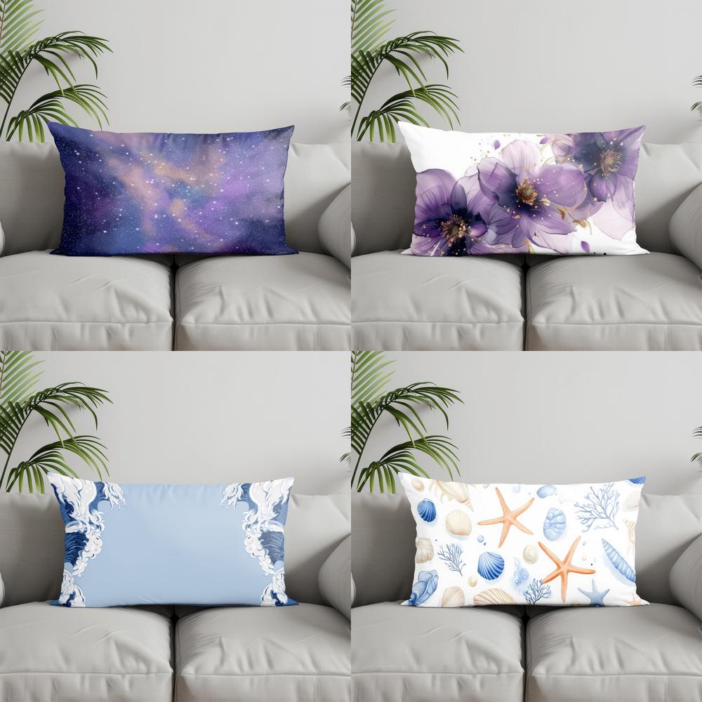 Home Decor Sea Turtles and Wavy Pattern Suitable For Sofa Bedroom Car Pillow Cover Cushion Rectangular Back Cushion