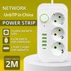EU Power Strip with USB Type-C Charging Ports 220V Extension Socket KR EU Plug for Vacation Rental Use