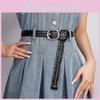 Womens Pu Black Woven Belt With Alloy Closure Design For Trendy Outfits Casual