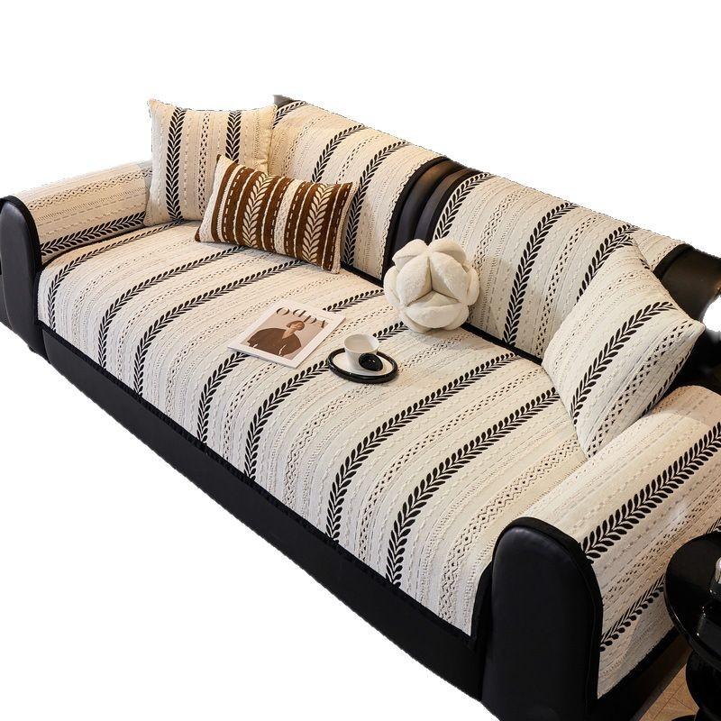 French Light Luxury High-End Chenille High-Count And High-Density Sofa Cushion, All-Season Non-Slip Seat Cushion Cover Cover Cloth Towel