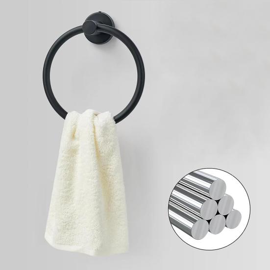 Stainless Steel Towel Ring Modern Minimalist Heavy Duty Metal Round Hand Towel Bath Shower Washcloth Holder Rack Bathroom Supplies