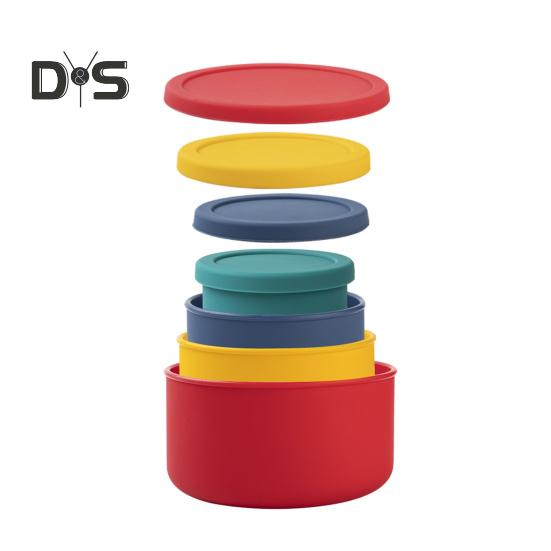 Силиконовый ланч-бокс 300 мл/400 мл/700 мл/1300 мл/2100 мл, сохраняющий свежесть с крышкой, термостойкость, герметичный контейнер для обеда