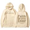FAITH OVER FEAR Fashionable and Casual Back-collar Plus Velvet Hooded Loose Sweatshirt for Female Students European Goods