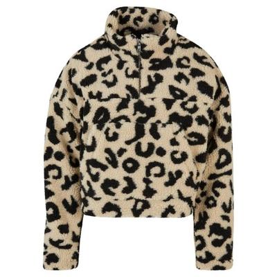 Женский укороченный свитшот Urban Classics из шерпы с леопардовым принтом