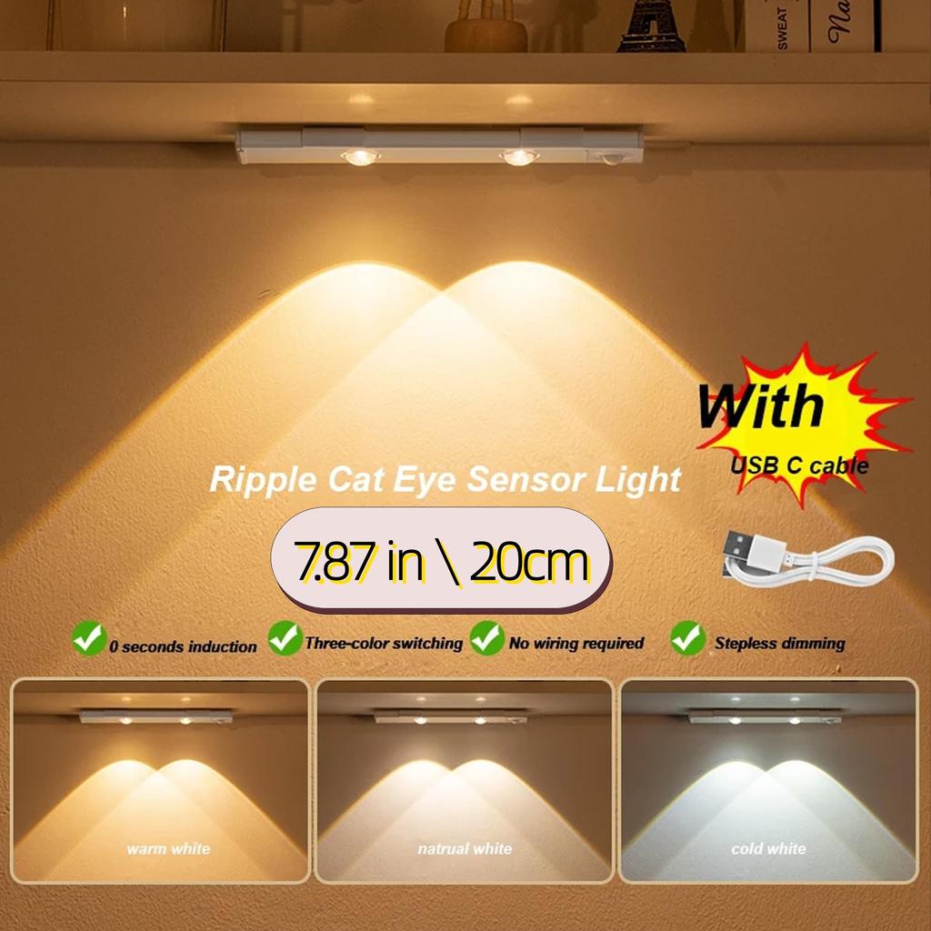 Xiaomi LED Motion Sensor Cabinet Light Ultra Thin USB Rechargeable Hill Effect Under Cabinet Lighting For Kitchen Wardrobe Night Lamp