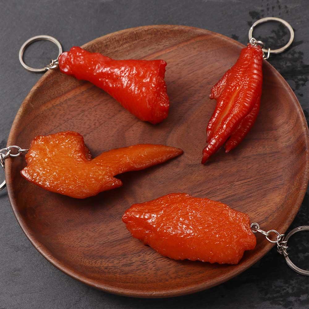 Chicken Wings Drumstick Simulation Food Keychains Fast Food Key Ring Bag Pendant Fashion Jewelry