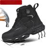 New Men's Rotary Buckle Work Safety Shoes Protective Fashion Tactical Boots Anti-impact and Anti-piercing Work Shoes