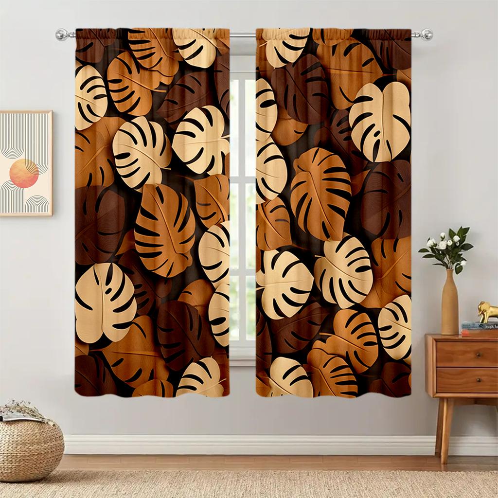 2 шт. занавески с рисунком листьев для домашнего декора - карниз для окон с карнизом для спальни, офиса, кухни, гостиной