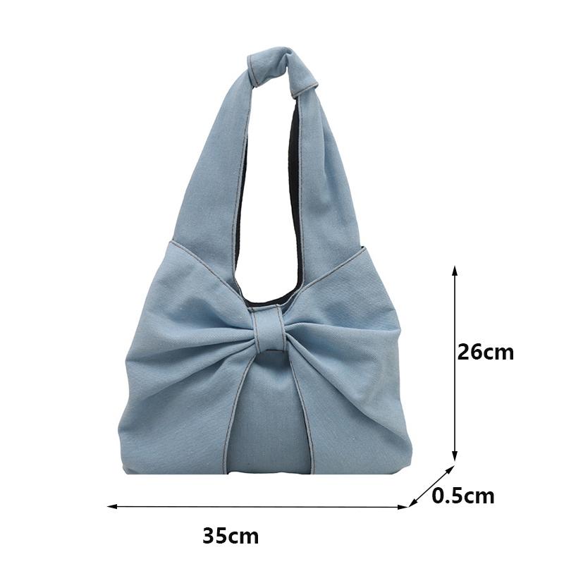 Модная и Минималистичная Джинсовая Сумка на Одно Плечо с Изысканным Бантом, Нишевая Сумка-Тоут для Поездок на Работу KTY