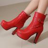 Fashion Fashion Women Ankle Boots Platform Yellow Red Black White Yellow Short Boot Zipper DanceParty Shoes Lady Large Big Size 45 50