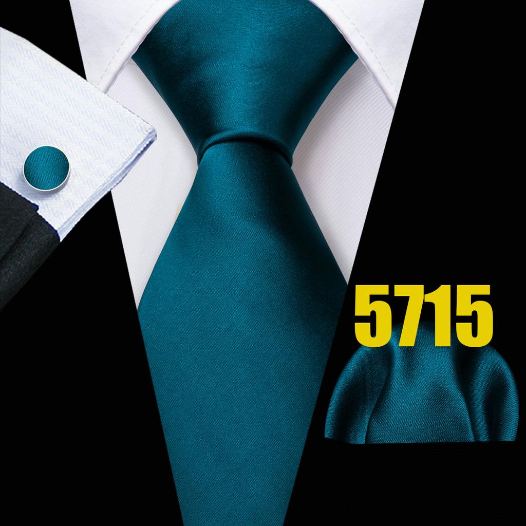 Mens Fashion Neckties Teal Silk Tie Pocket Square Cufflinks Blue&Green Formal Casual Ties