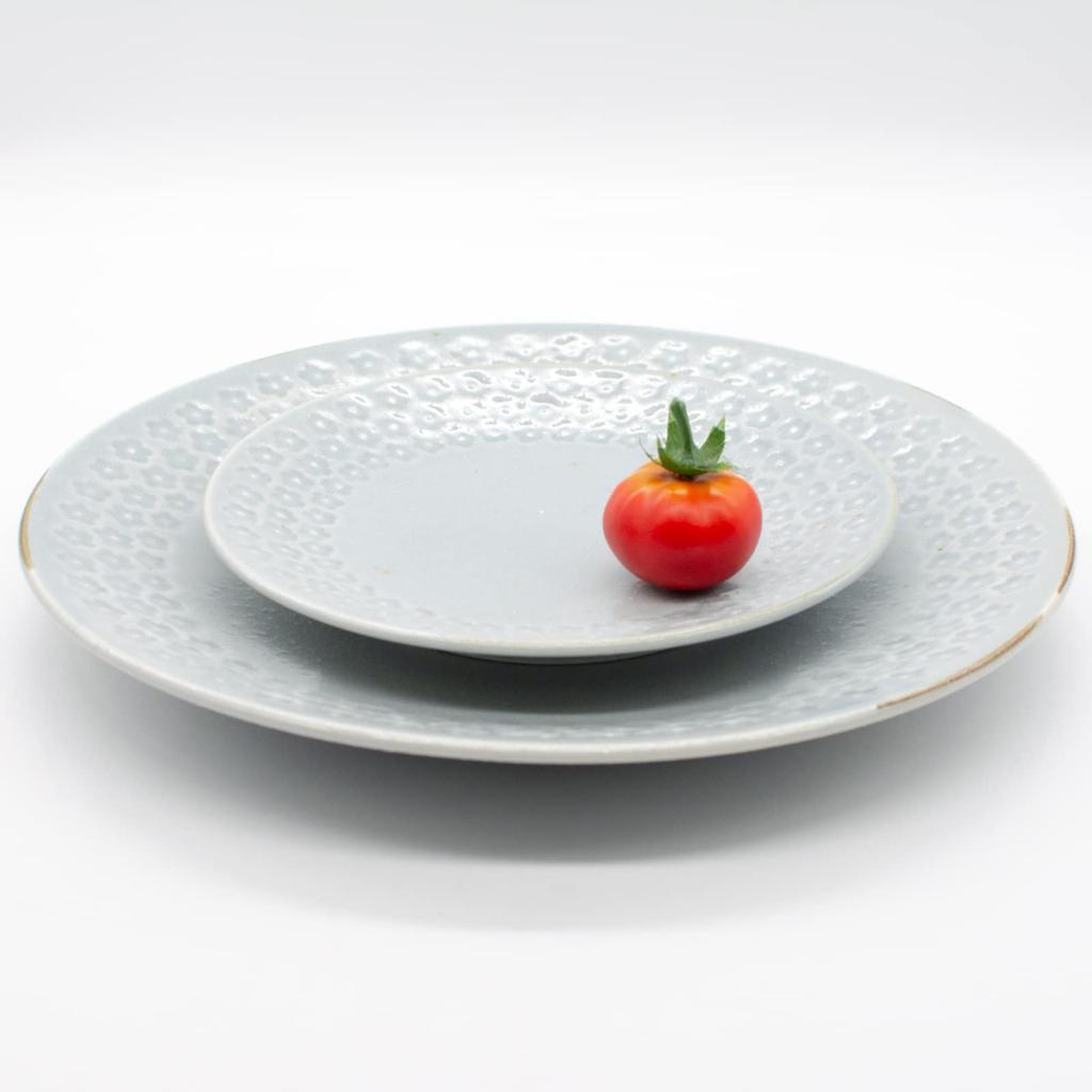 Набор столовой посуды Aito из тарелок и глубоких тарелок для пасты от Aito, подходит для микроволновой печи и посудомоечной машины, изготовлен в Мино, 113505 "Туман", 4 предмета (Парные блюда) Seisakusho, Белый/Серый, Безопасный,