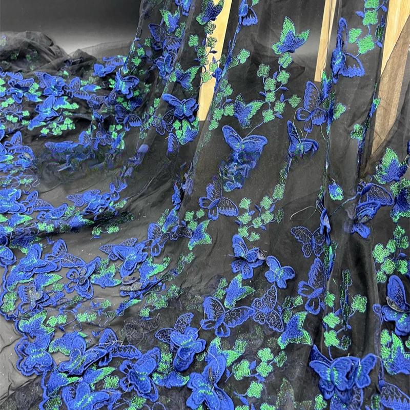 3D вышитая вручную ткань для свадьбы Ткань Бабочка Вышивка Ткань своими руками для платья Водорастворимая сетка Вышивка Кружево