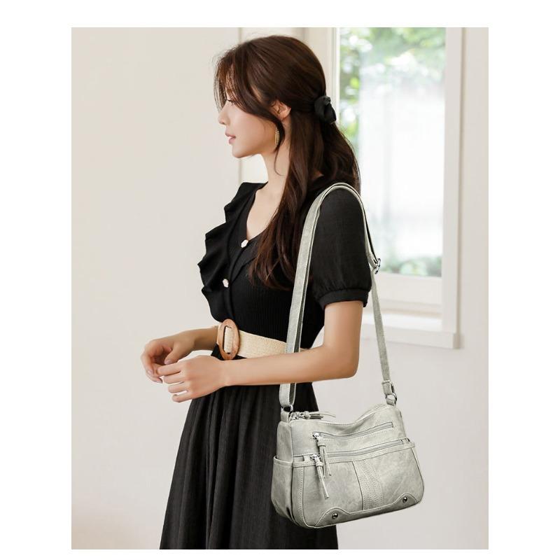 Женская легкая сумка кроссбоди с несколькими отделениями и регулируемым ремешком, повседневная наплечная сумка