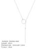 eManco Minimalist Round Rod Pendant Necklace Ladies Pearl Clavicle Necklace Leaf Long Chain Fashion Jewelry Statement Girl Gift