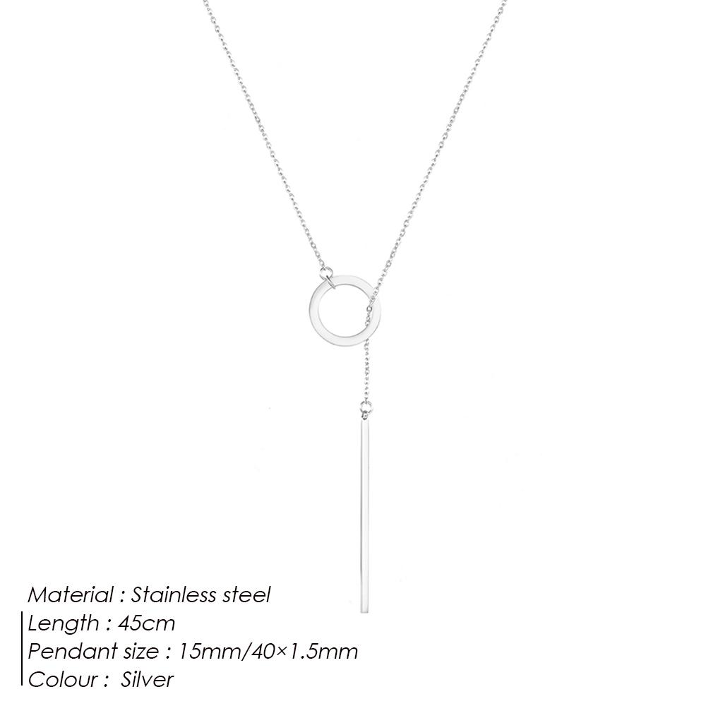 eManco Minimalist Round Rod Pendant Necklace Ladies Pearl Clavicle Necklace Leaf Long Chain Fashion Jewelry Statement Girl Gift