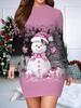 2025 Autumn and Winter New Women's Hip-wrapped Dress,3D Christmas Printing and Dyeing Women's Fashion Long-sleeved Round Neck Sexy Hip-wrapped Dress