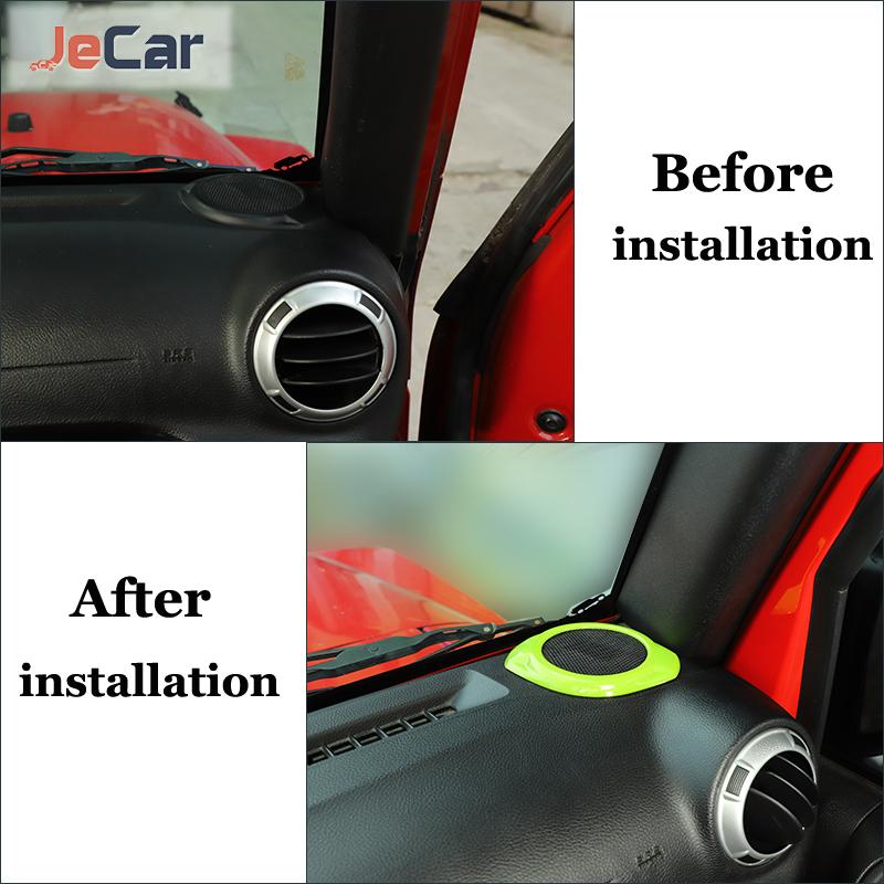 JeCar Car A Pillar Speaker Decoration Cover Ring Trim Stickers Horn Ring Panel Loud Speaker For Jeep Wrangler JK