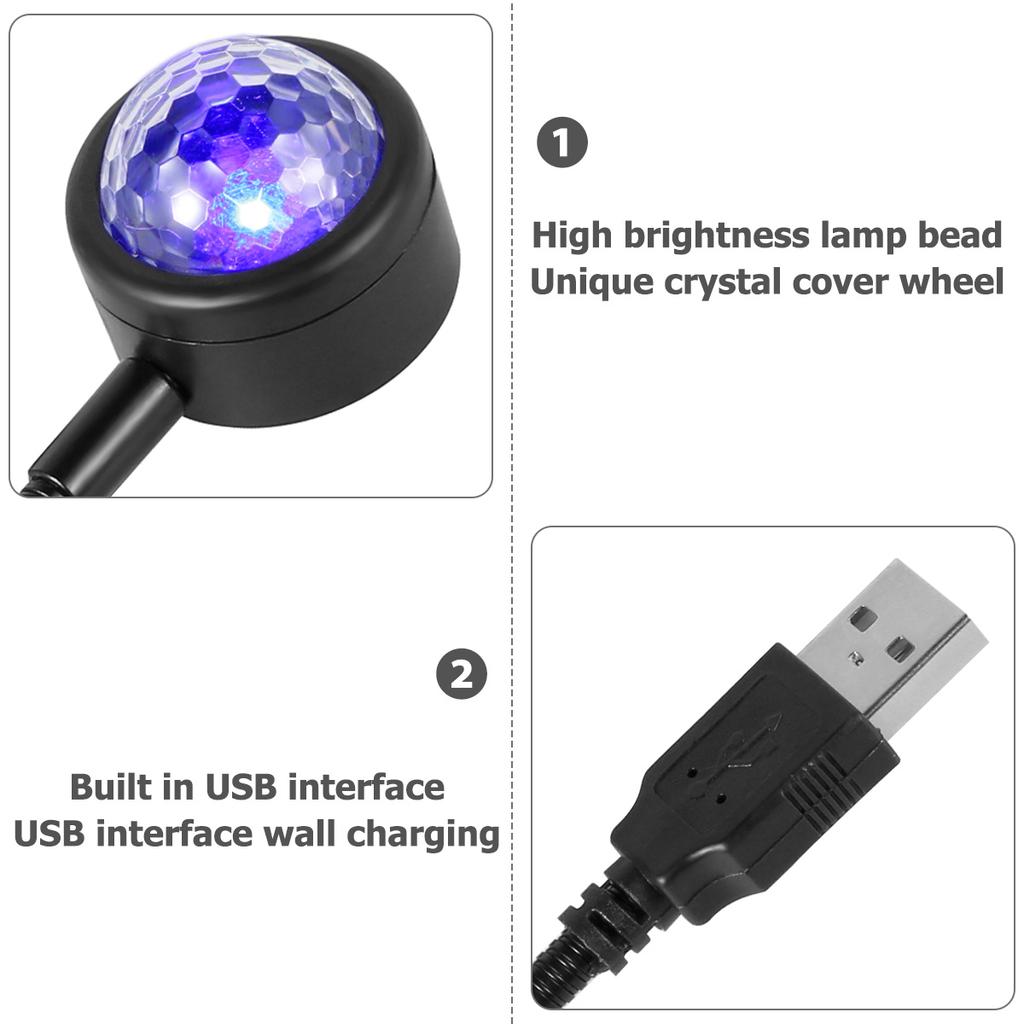 Car Roof Projector Light Sound Activated USB Car Ambient Light with 4 Light Colors Multiple-Mode LED Car Interior Decoration
