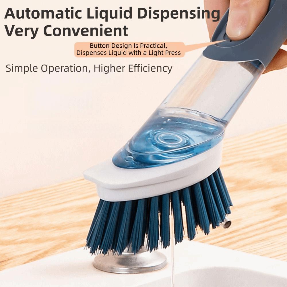 Removable Sponge Dishwashing Brush Liquid Dispenser Dish Cleaning Brush  Home Cleaning