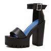 Fashion Summer Sandal Shoes for Women Thick Block Heels Sandals Platform Casual Russian Shoes Woman Footwear Black White