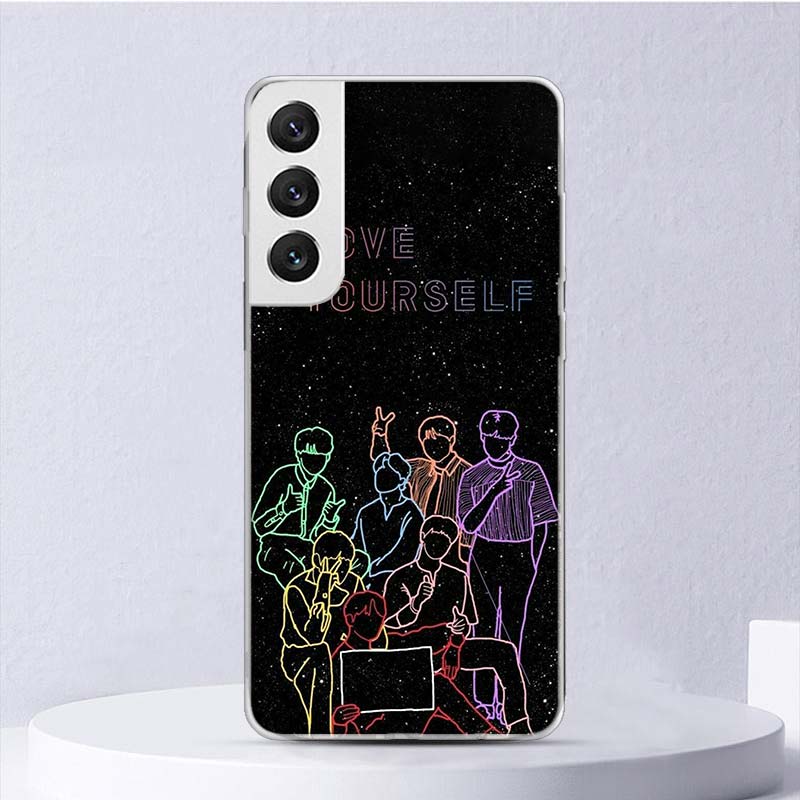 Люби Себя Цветочное Сердце Линия Kpop Мягкий Чехол Для Samsung Galaxy S25 S24 S23 S22 Ultra Чехол Для Телефона S20 FE S21 Plus S25Ultra S24