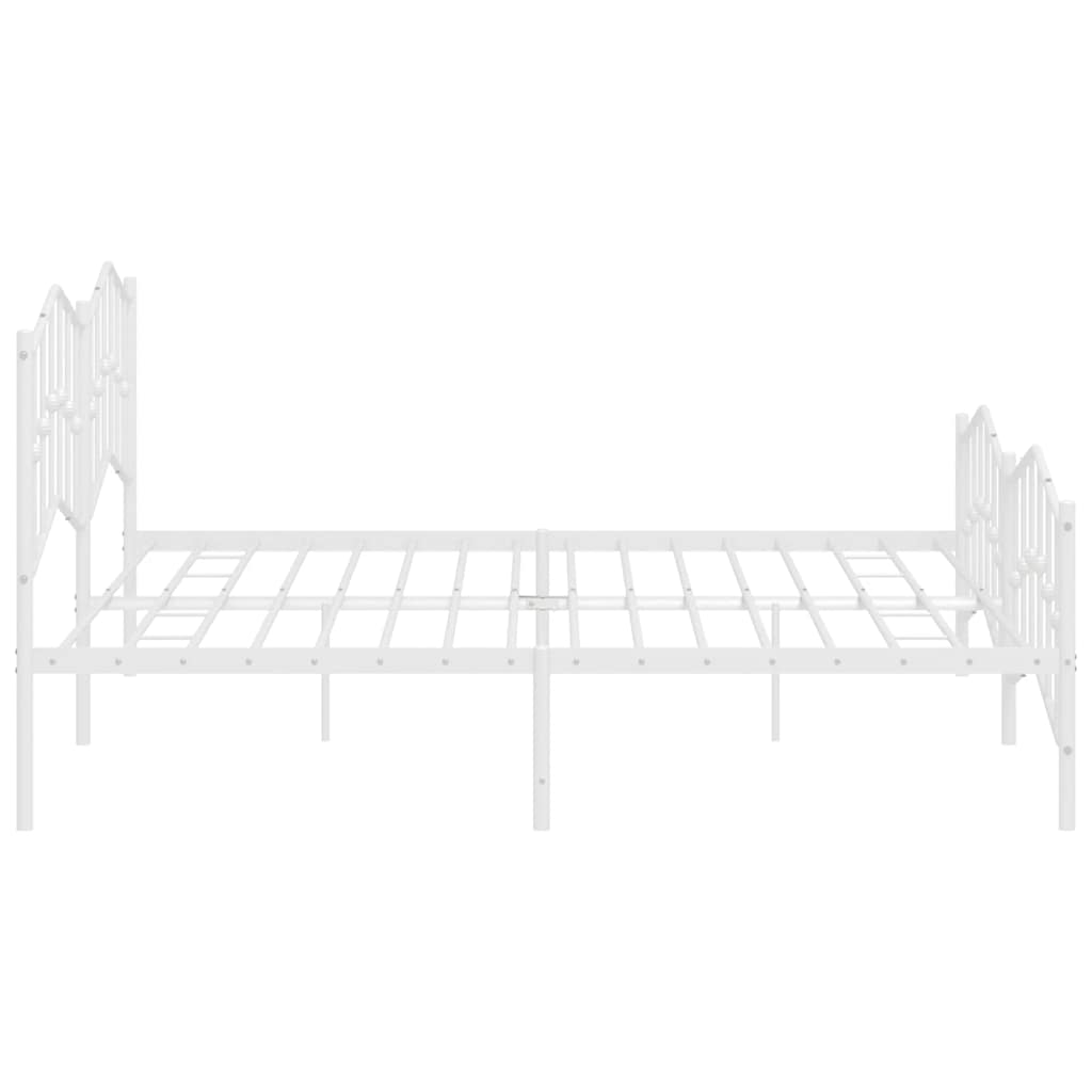 Metal Bed Frame with Headboard and Footboard White 193 x 203 cm