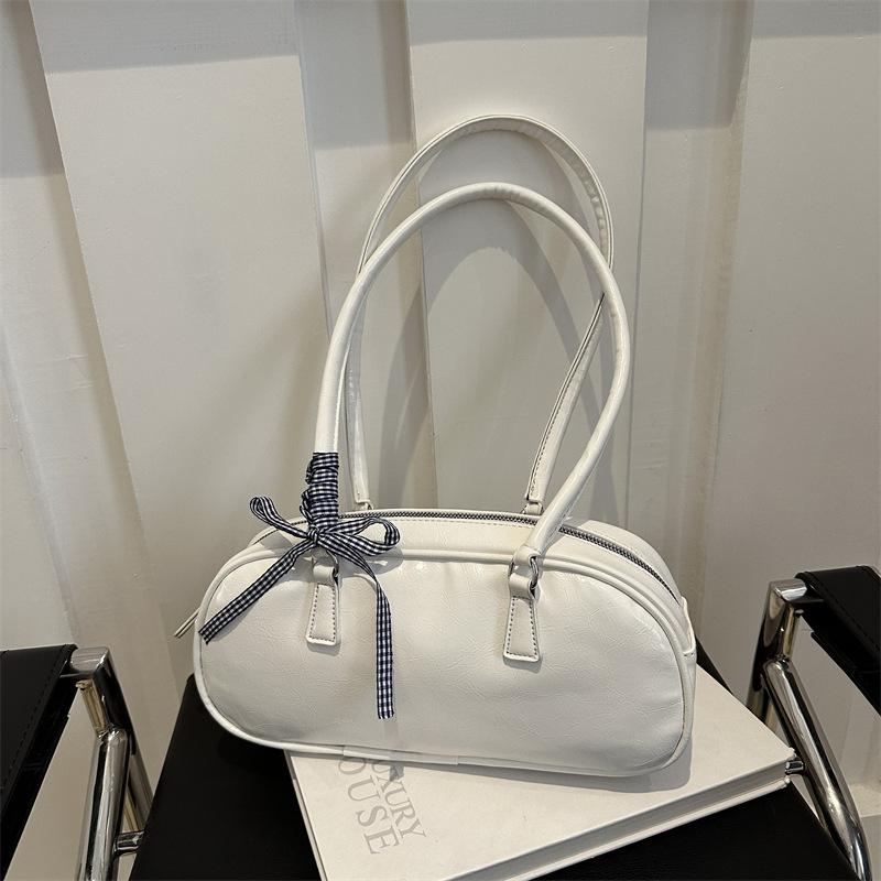 Стильная и простая однотонная сумка с лентой, весенняя универсальная сумка через плечо