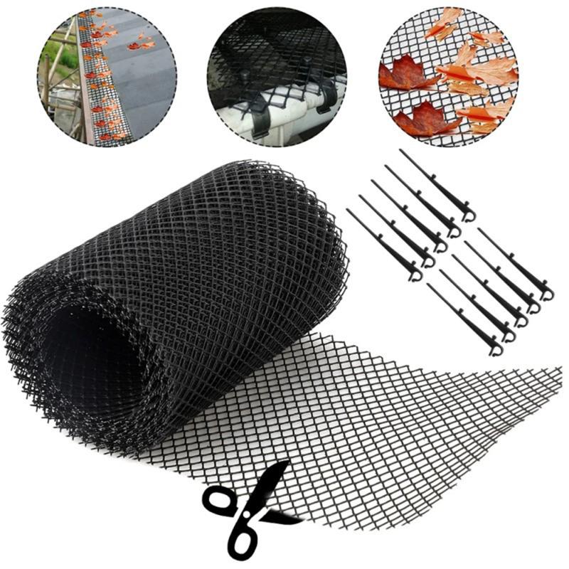DIY Plastic Gutter Guard Screen Protection Netting Outdoor Leaf Mesh Filte Gutter Cover with Hooks