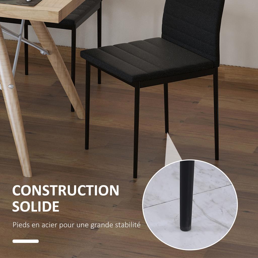 Set of 4 dining chairs kitchen chairs with high back metal legs and linen fabric 41x50x97cm black
