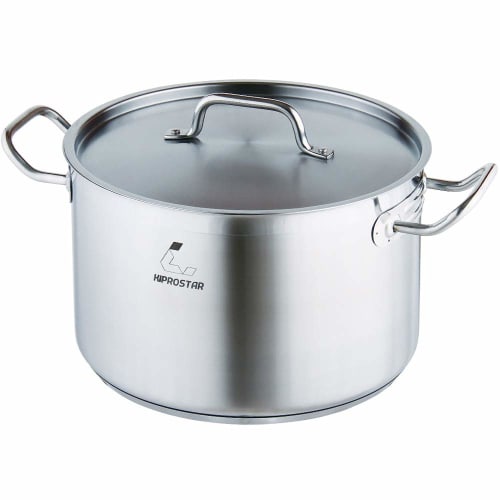 KIPROSTAR 28cm Induction-Compatible Stainless Steel Half-Cylinder Pot (with Lid), 11L Capacity, Triple-Layered Bottom, Dishwasher Safe, Commercial Use