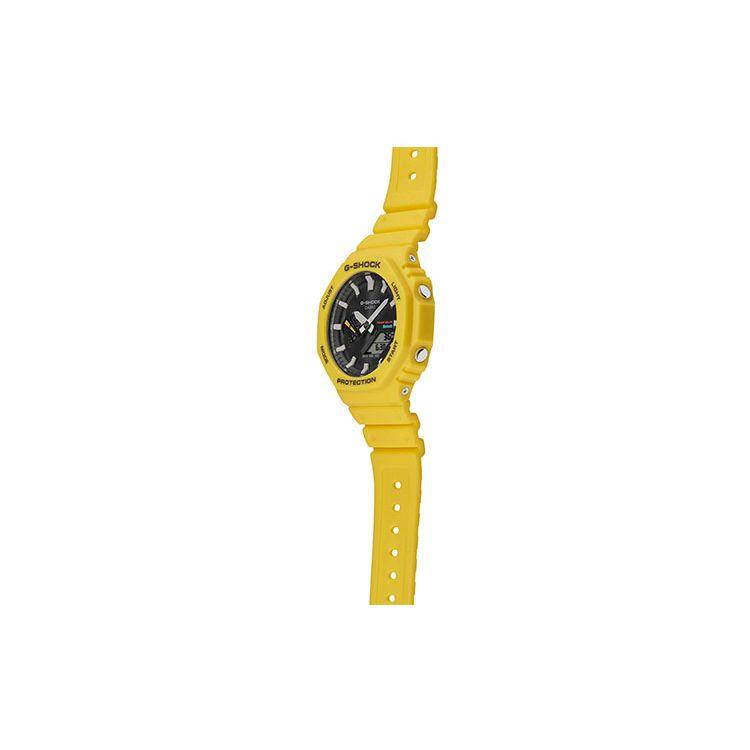 Casio G-Shock Классические Восьмиугольные Защищенные Спортивные Кварцевые Часы с Двойным Дисплеем и Углеродным Сердечником Водонепроницаемые Мужские Часы Черные GA-B2100C-9APR