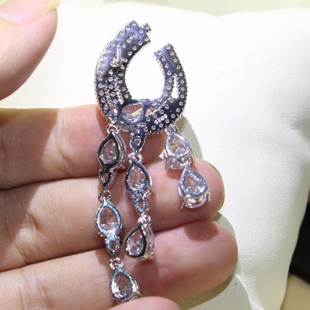 Роскошные серьги-капли с геометрическим темпераментом, сверкающие серьги из стерлингового серебра 925 пробы, висячие серьги в полоску 5A с фианитами для женщин Brincos