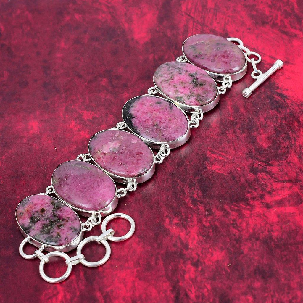 Ювелирные изделия ручной работы с родонитом, комплект ожерелья и браслета из стерлингового серебра 925 пробы, красивые украшения из натуральных драгоценных камней для свадебного подарка