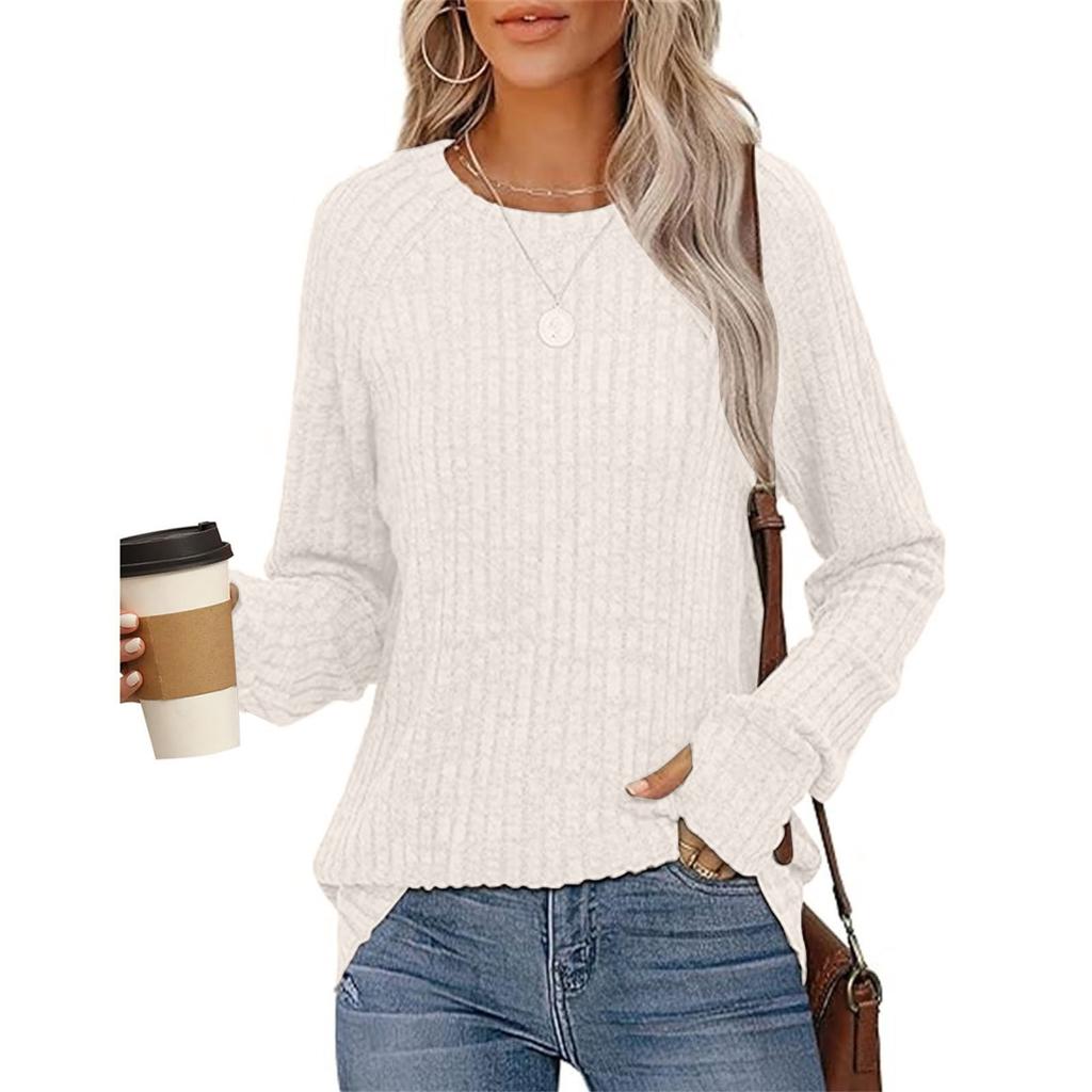 Свитшоты для женщин с длинным рукавом и круглым вырезом, пуловер, повседневная однотонная туника с отверстием для большого пальца